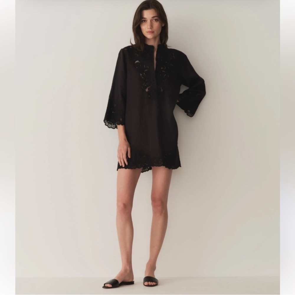 Doen Rochelle Linen Tunic Dress Black Medium